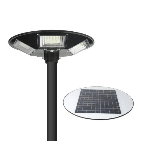 Lampa Solara Stradala Jortan tip OZN 150W cu stalp,senzor de miscare si  telecomanda