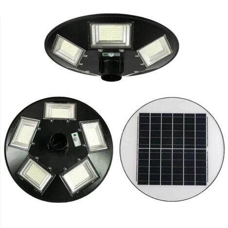 2 x Lampa Solara Stradala Jortan tip OZN 300W cu stalp,senzor de miscare si  telecomanda