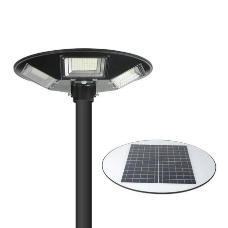 3 x Lampa Solara Stradala Jortan tip OZN 200W cu stalp,senzor de miscare si  telecomanda